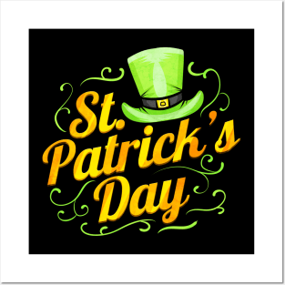 Green Hat And Letters Logo For St. Patricks Day Posters and Art